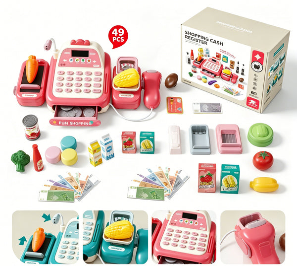 Kids Pretend Play Shopping Cash Register 49 Pcs