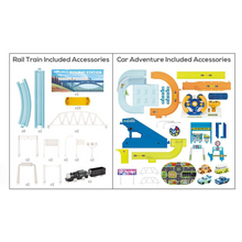 Rail Train + Car Adventure Track Set - Educational DIY City Adventure Set with Light Music