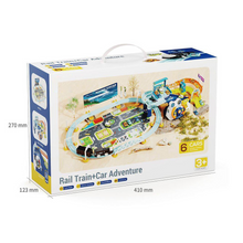 Rail Train + Car Adventure Track Set - Educational DIY City Adventure Set with Light Music