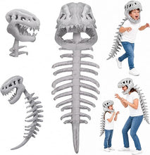 Dinosaur Skeleton Costume for Kids, Cozy Plush 3D Dino Toy Skull & Spine, Dinosaur Outfit for Halloween Cosplay Props