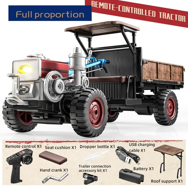 JJRC Vintage Proportional RC Tractor Model with Trailer